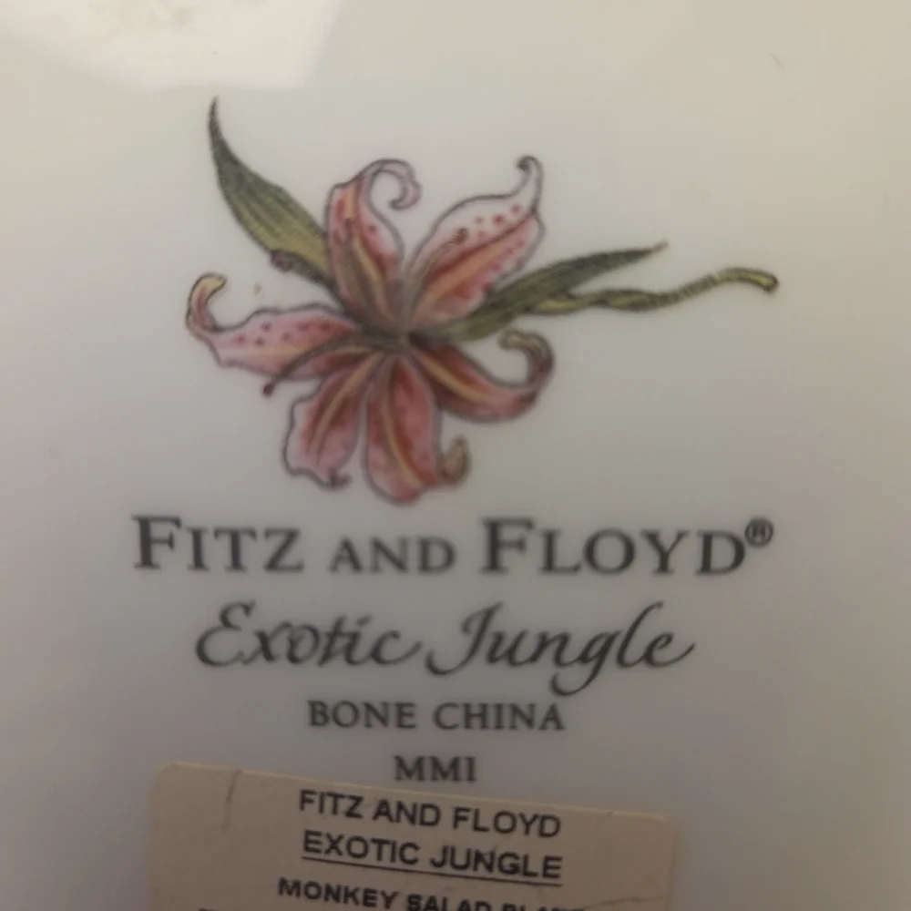Fitz & Floyd Exotic Jungle Monkey Bone China Plate New with Tags
